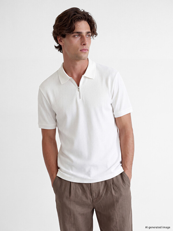 LCW Vision Polo Collar Ribbed Men's T-shirt