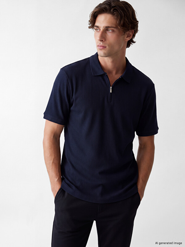 LCW Vision Polo Collar Ribbed Men's T-shirt
