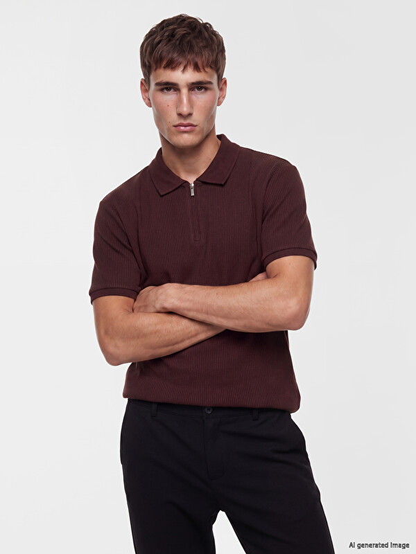LCW Vision Polo Collar Ribbed Men's T-shirt