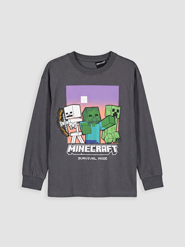 LCW Kids Bisiklet Yaka Minecraft Baskılı Erkek Çocuk Tişört