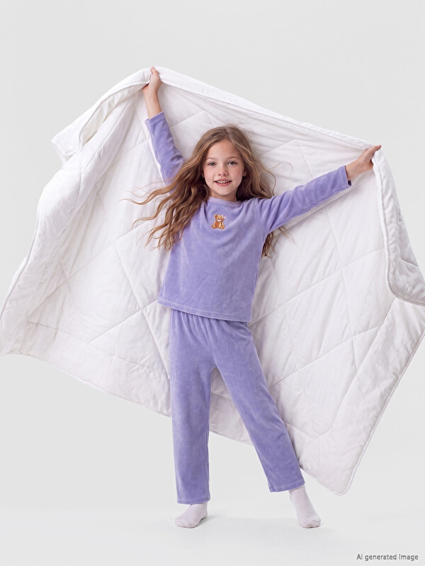 LCW Kids Teddy Bear Printed Girls' Pyjamas Set