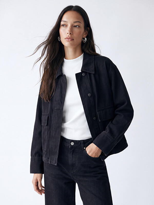 LCW EVERYDAY Frau Schwarz Jeansjacke