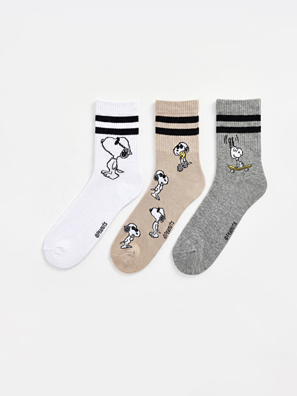 LCW ACCESSORIES Snoopy Baskılı Erkek Soket Çorap 3'lü Paket