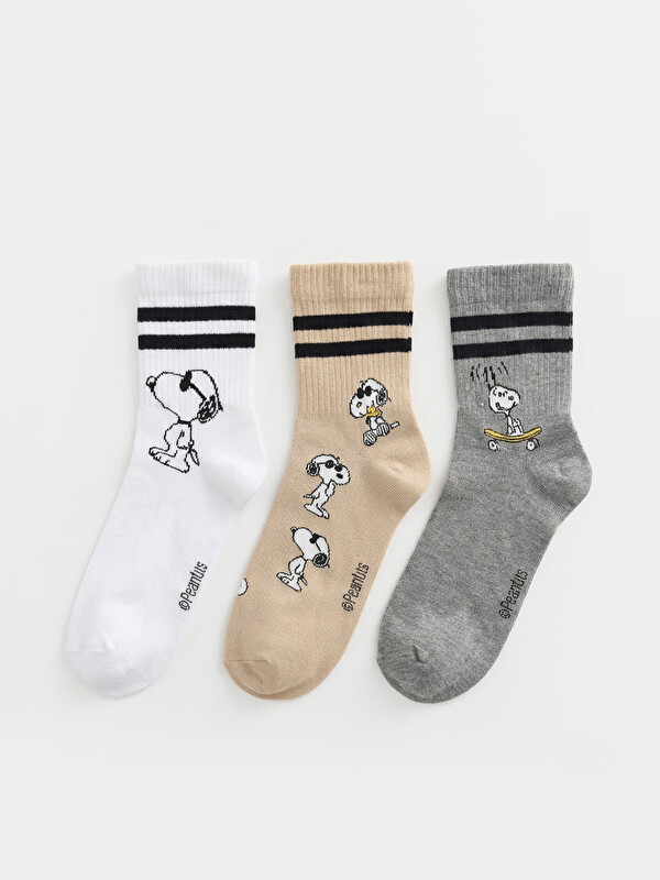 LCW ACCESSORIES Snoopy Baskılı Erkek Soket Çorap 3'lü Paket