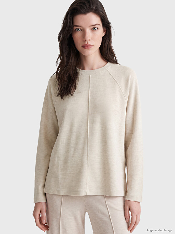 LCWAIKIKI Maternity Crew Neck Women's Stitch Detailed Relax Fit Sweatshirt
