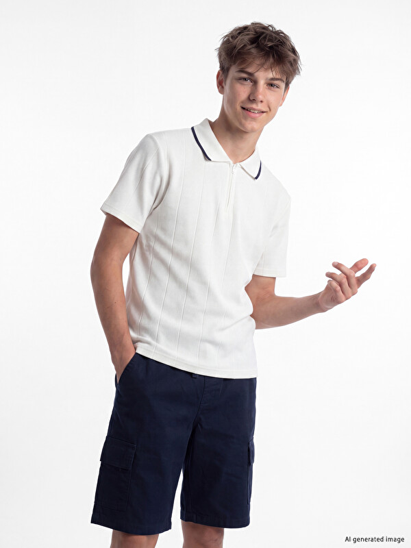 LCW Kids Polo Yaka Dokulu Erkek Çocuk Tişört
