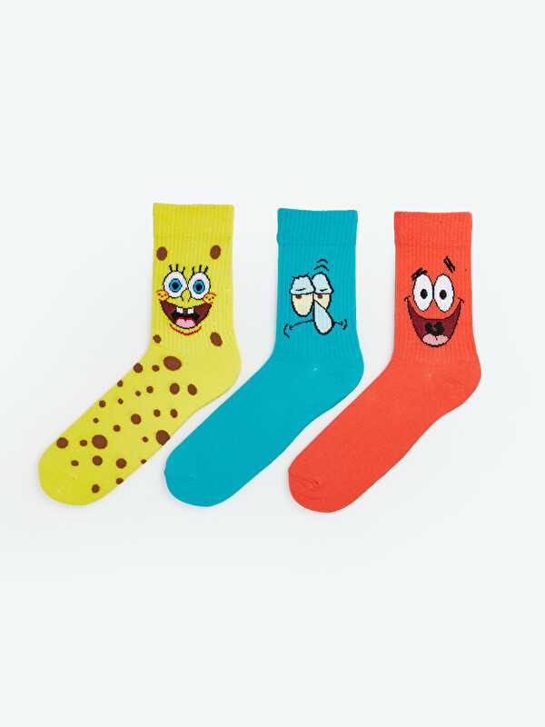 LCW ACCESSORIES Muške gležnjače čarape s SpongeBob uzorkom, 3-pakiranje