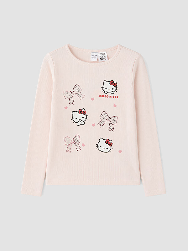 LCW Kids Bluzë me gurë vezullues me licencë Hello Kitty për vajza
