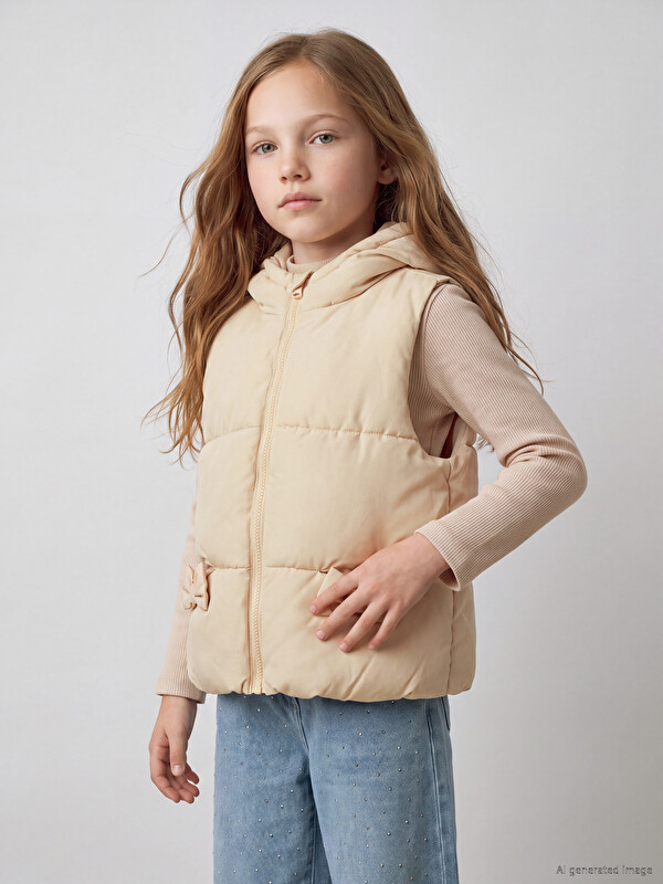 LCW Kids Hooded Girls' Puffer Gilet