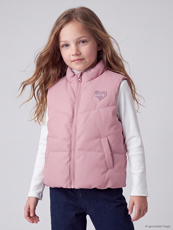 LCW Kids Girl Pink Puffer Gilet
