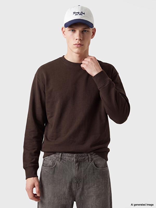 XSIDE سويت شيرت رجالي تخين بياقة دائرية
