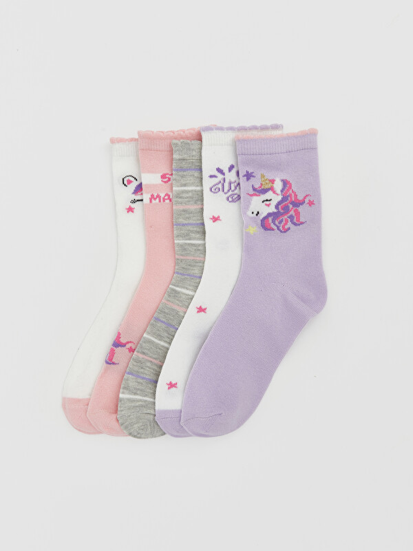 LCW Kids Patterned Girls' Ankle Socks Pack 5-pack