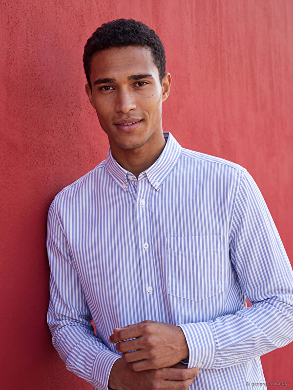 LCW Vision Regular Fit Striped Oxford Men's Shirt