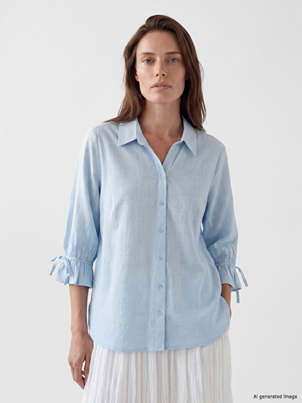 LCW Grace Woman Blue Shirt