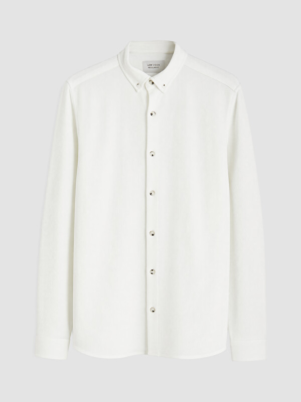 LCW Vision Slim Fit Buttoned Collar Men's Textured Shirt