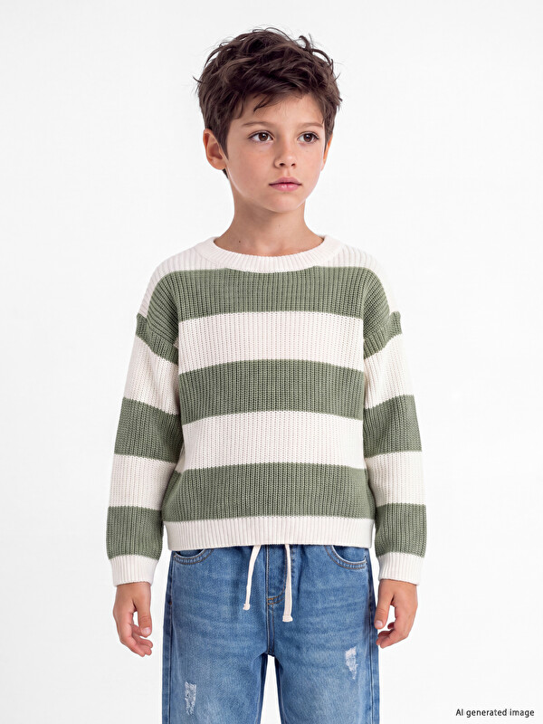 LCW Kids Crew Neck Striped Boys' Knitwear Sweater