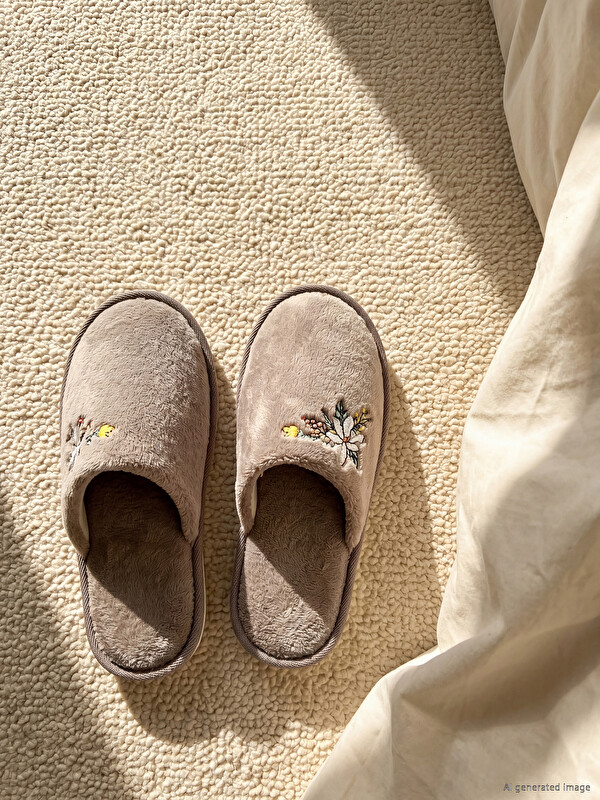LCW STEPS Papuci de casă pentru femei cu broderie florală
