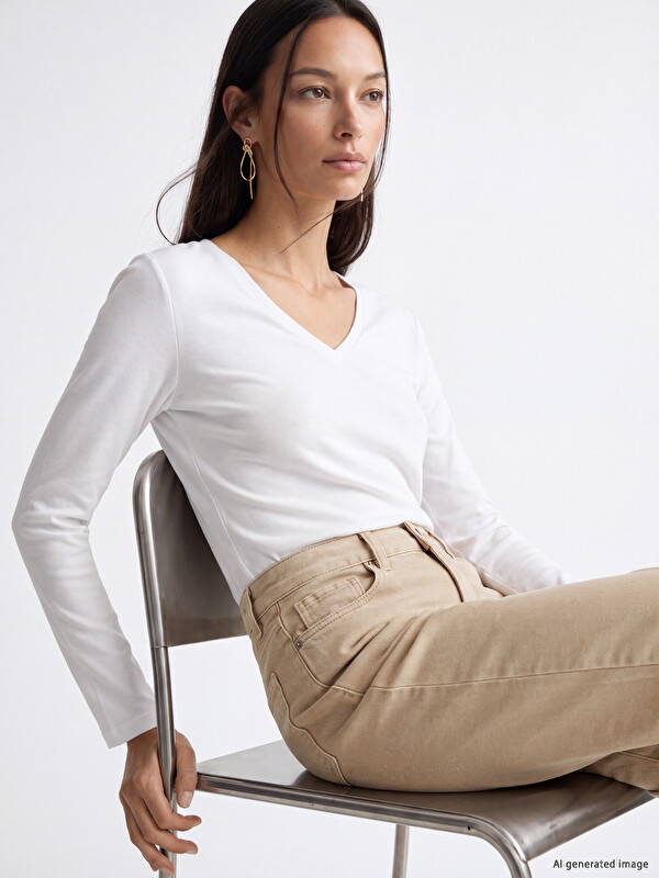 LCW EVERYDAY V Neck %100 Cotton Women's Body