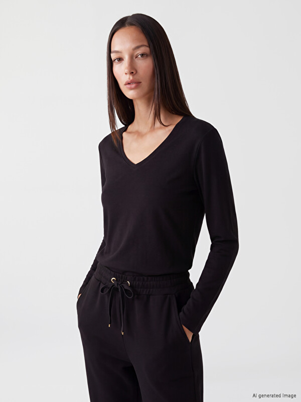 LCW EVERYDAY V Neck %100 Cotton Women's Body