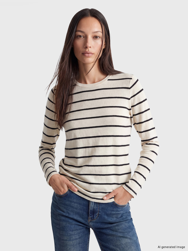 LCW EVERYDAY Crew Neck Striped Women's Body