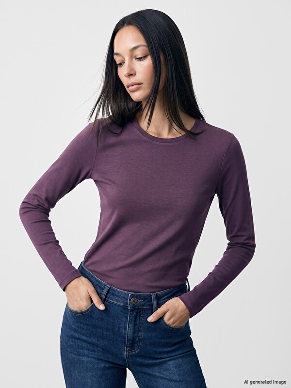 LCW EVERYDAY Bisiklet Yaka Soft Touch Kadın Tişört