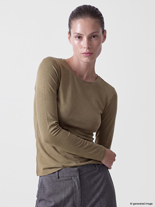 LCW EVERYDAY Bisiklet Yaka Soft Touch Kadın Tişört