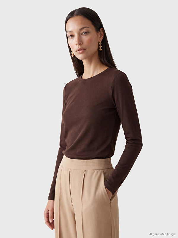 LCW EVERYDAY Bisiklet Yaka Soft Touch Kadın Tişört