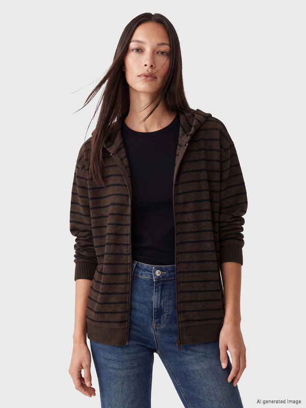 LCW EVERYDAY Hooded Striped Oversize Women's Cardigan