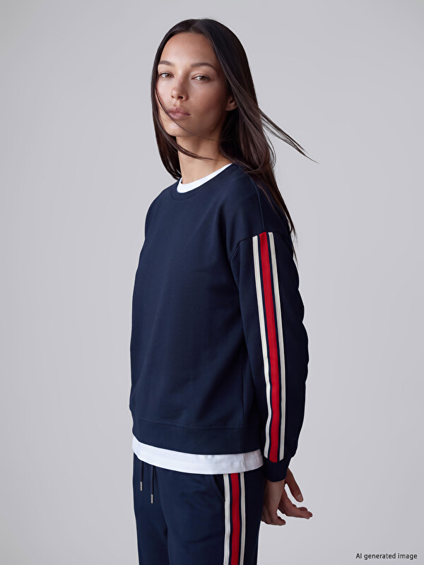 LCW EVERYDAY Striped Detail Soft Touch Women's Sweatshirt