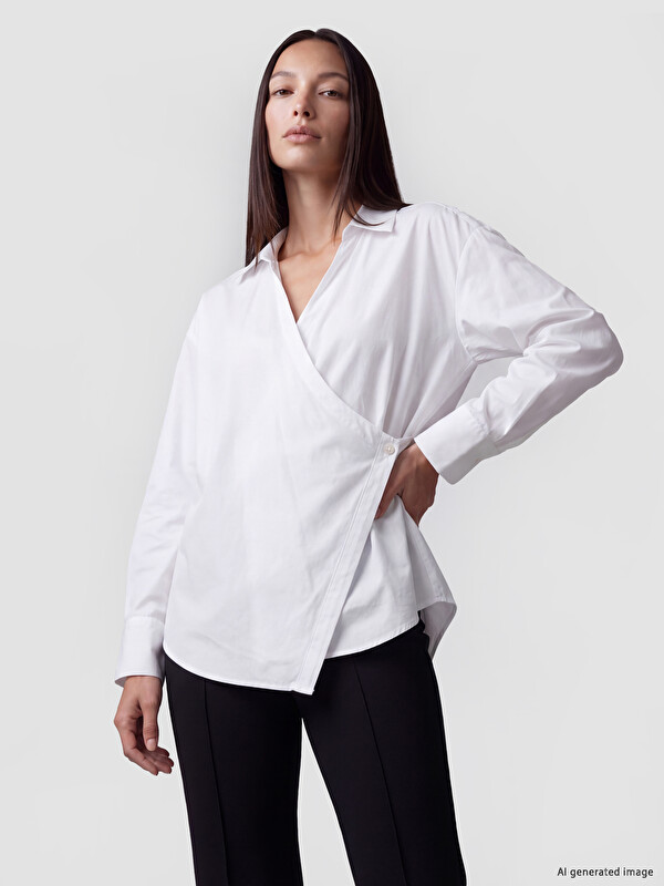 LCW EVERYDAY Kruvaze Yaka Poplin Kadın Gömlek