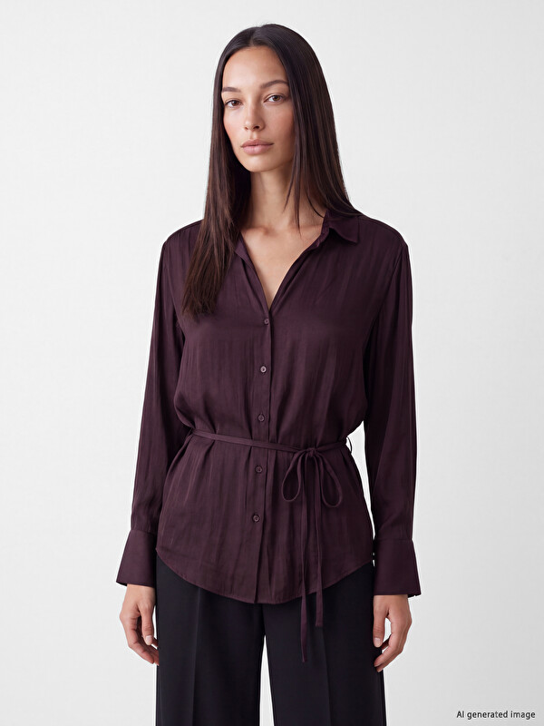 LCW STUDIO Sashed Satin Women's Shirt