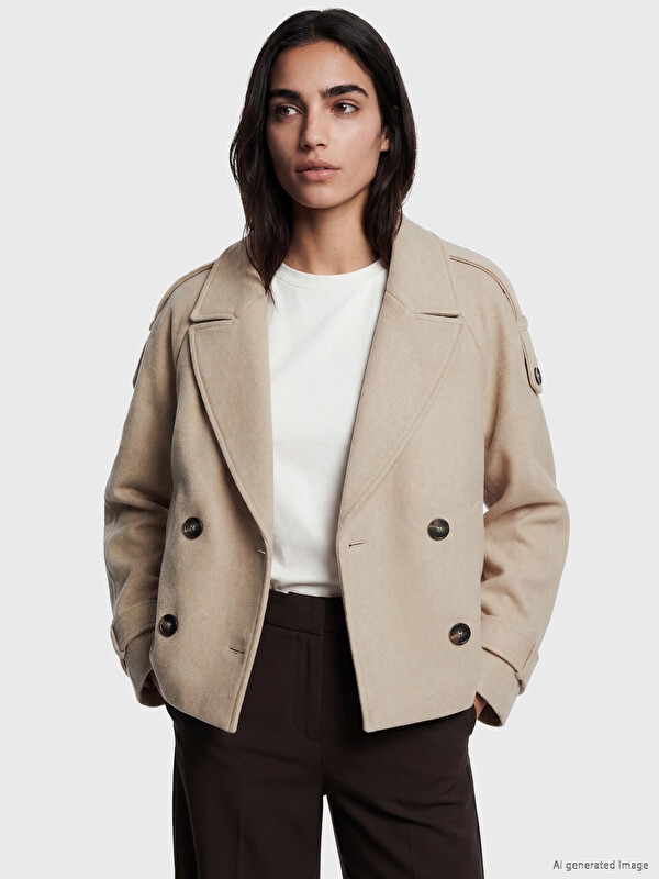 LCW Vision Double Breasted Collar Women's Cachet Overcoat
