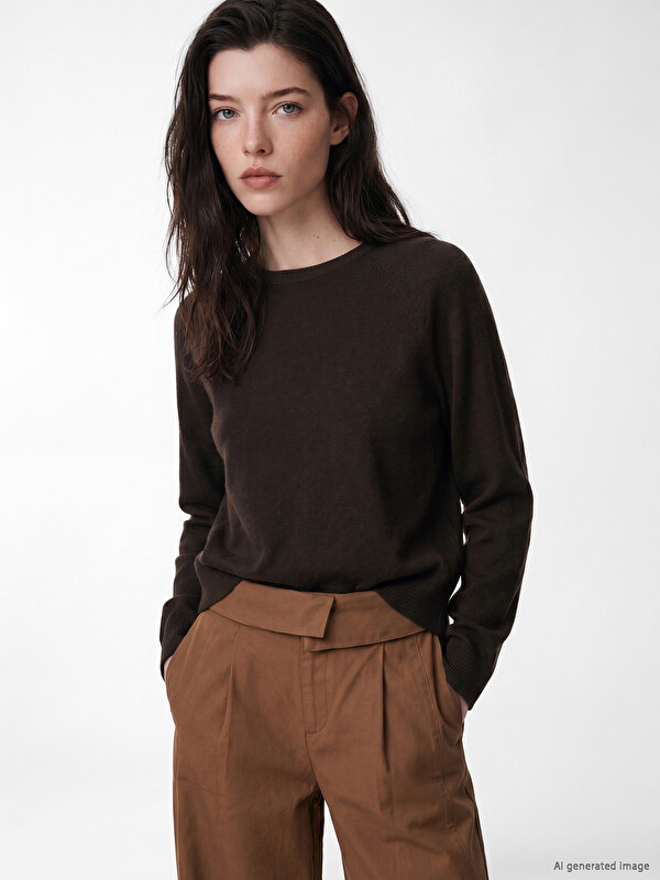 LCW Comfort дөңгелек жағалы әйелдер трикотаж жемпірі