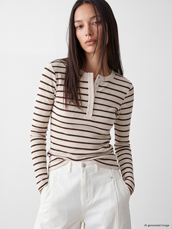LCW EVERYDAY Crew Neck Striped Women's Body