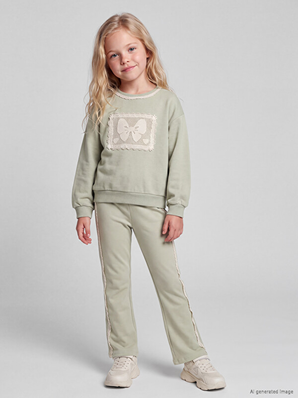 LCW Kids Lace Detailed Girls' Leggings Set