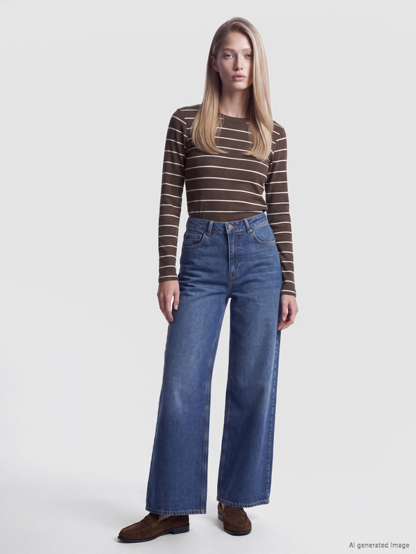 LCW EVERYDAY Crew Neck Striped Women's Body
