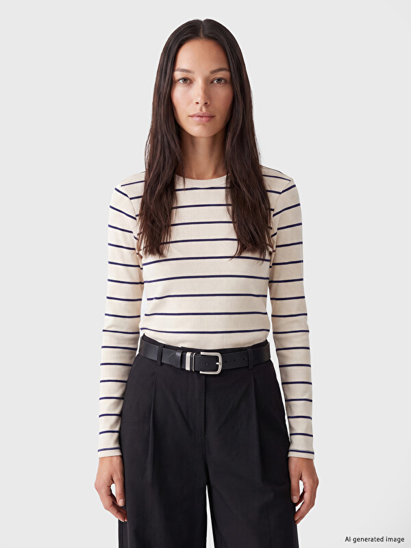 LCW EVERYDAY Crew Neck Striped Women's Body