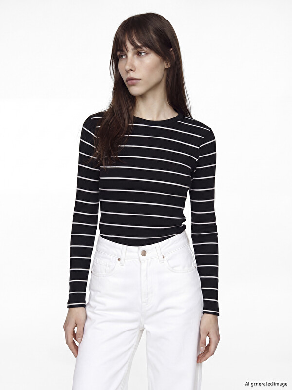 LCW EVERYDAY Body cu dungi cu guler rotund pentru femei