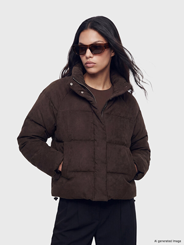 LCW Vision Woman Brown Puffer Coat
