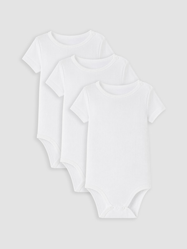LCW baby Bisiklet Yaka Erkek Bebek Çıtçıtlı Body 3'lü