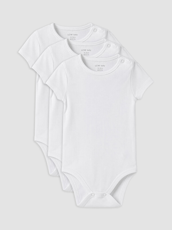LCW baby Bisiklet Yaka Kız Bebek Çıtçıtlı Body 3'lü