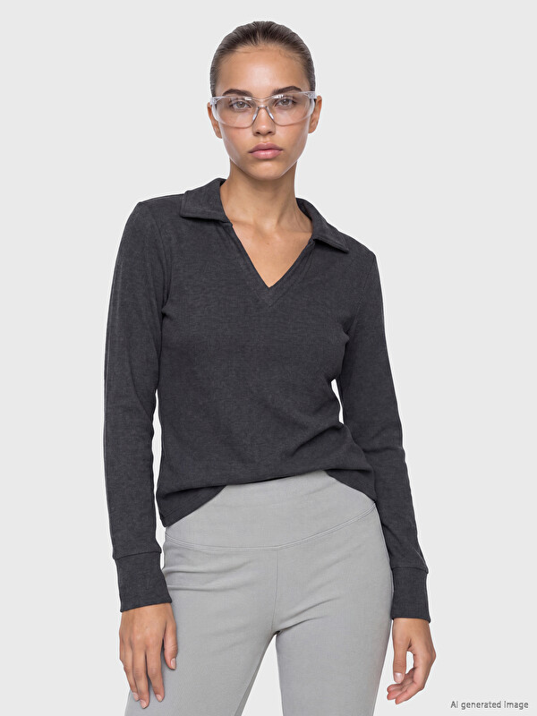 KOOR SPORT Polo Collar Women's Sweatshirt