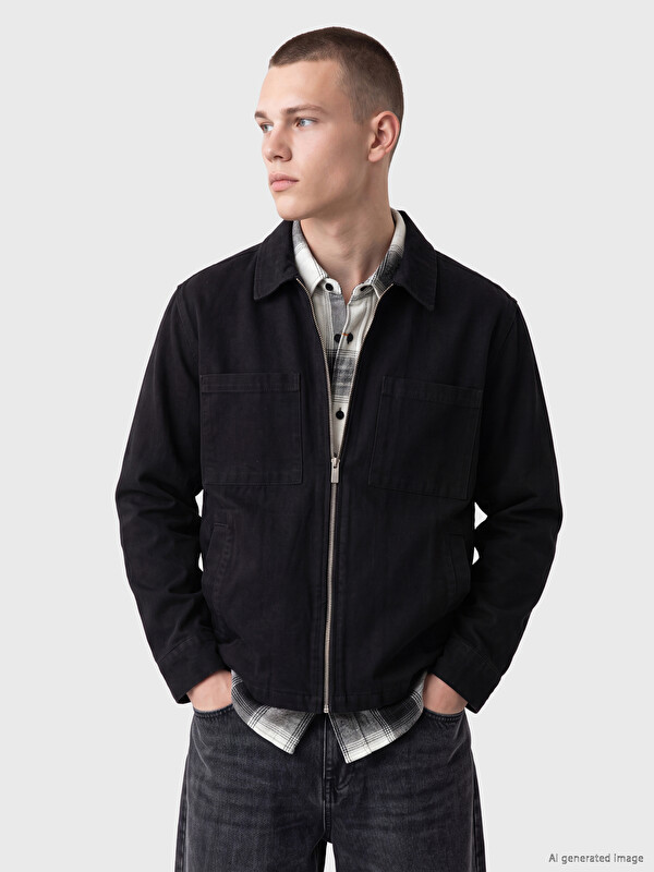 XSIDE Relax Fit Men's Gabardine Shirt Jacket