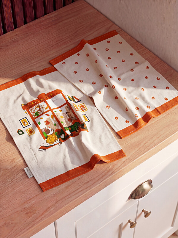LCW HOME Kedi Baskılı Kurulama Bezi 2'li Paket 40x60 cm