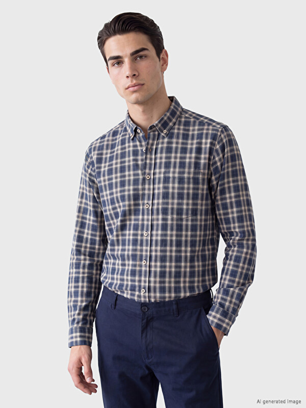 LCWAIKIKI Classic Man Beige Shirt