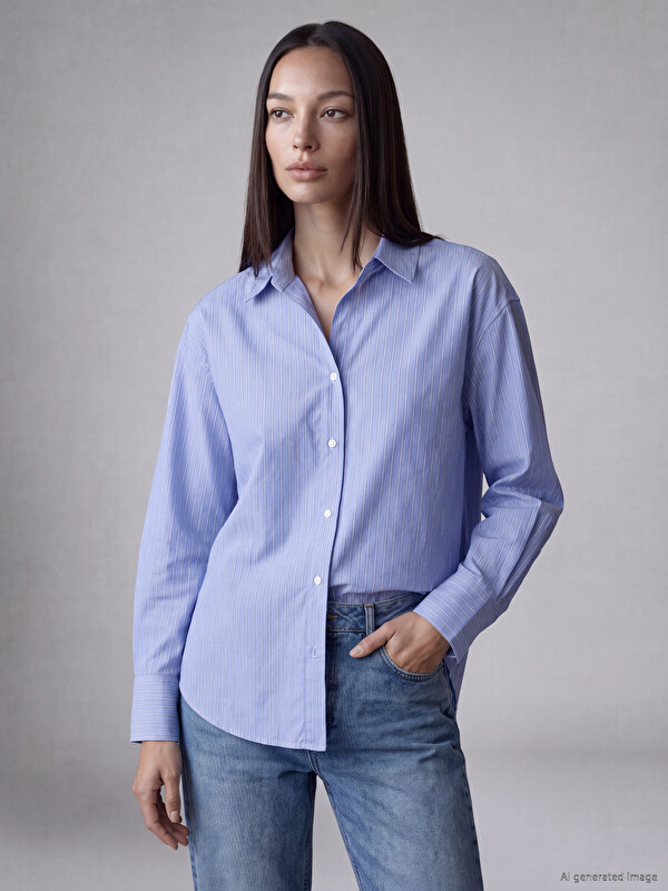 LCW EVERYDAY Striped Poplin Women's Shirt