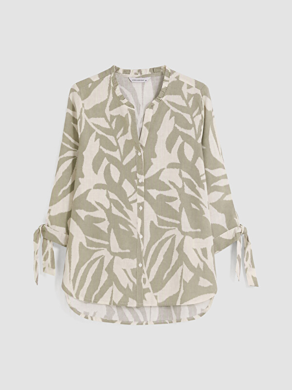 LCWAIKIKI Classic Grandad Collar Patterned Women's Shirt