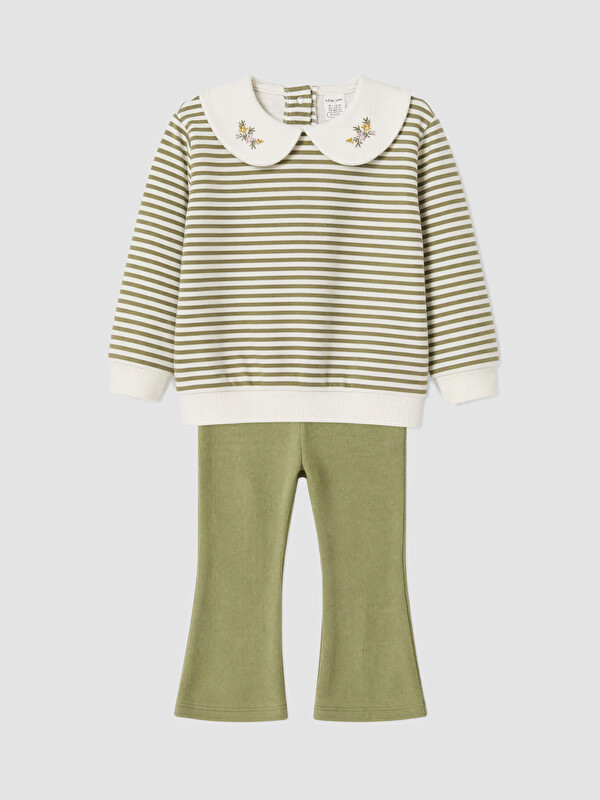LCW baby Embroidered Striped Baby Girls' Set