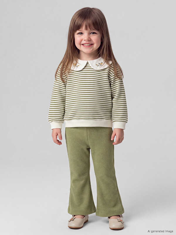 LCW baby Embroidered Striped Baby Girls' Set