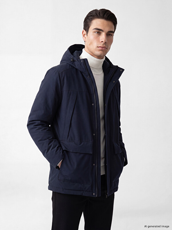 LCWAIKIKI Classic Regular Fit Kapüşonlu Erkek Şişme Mont